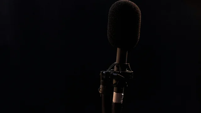 A measurement microphone assessing the acoustics of a room.