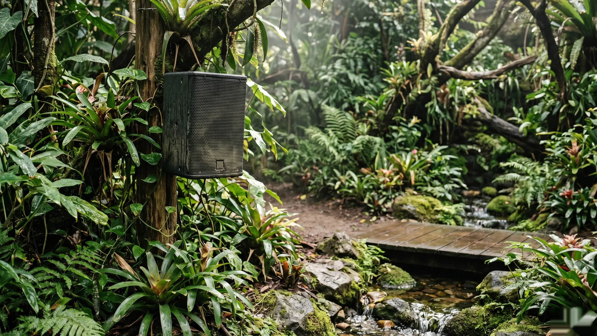A naturalistic enclosure with integrated, responsive acoustic enrichment.